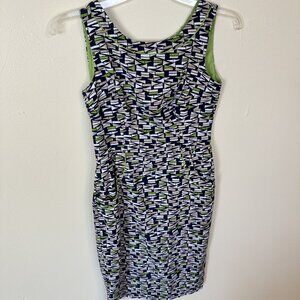 London Times Womens Geometric Print Sleeveless Sheath Dress US 6 Knee Career